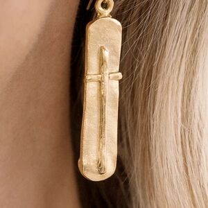 Chic 24K Gold Cross Earrings